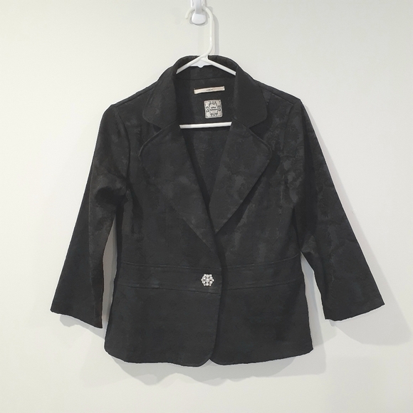 Retro Y2K Urban Behavior Tapestry Style 3/4 Sleeve  Blazer - Picture 10 of 10